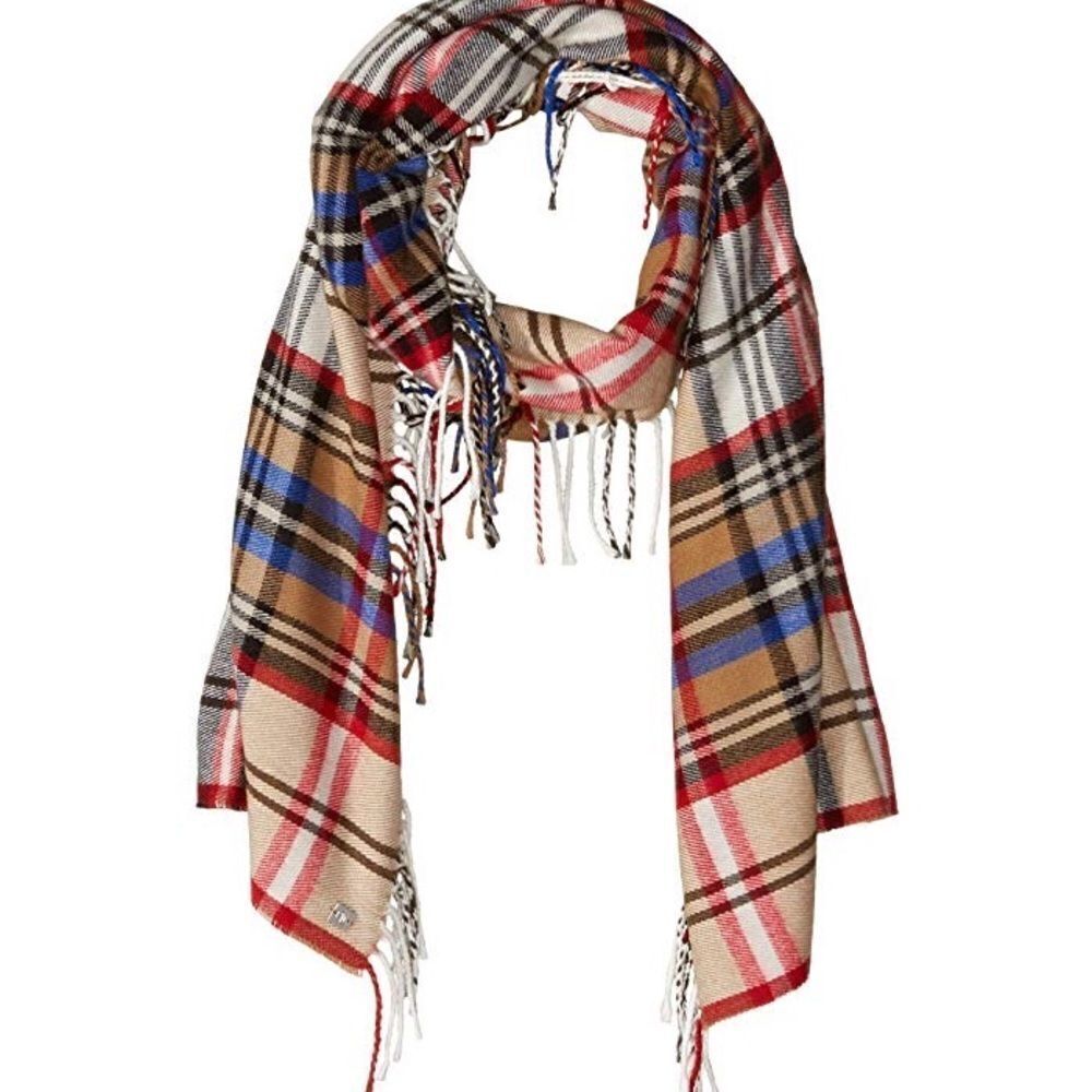 Women's Lauren Side Fringe Tartan Scarf, Size One Size - White